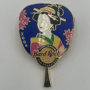 Hard Rock Cafe Pin Geisha Fan Series Blue Fan San Francisco 2004